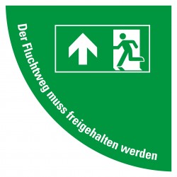 Sicherheitszeichen für Durchgänge - Rettungsweg Tür rechts (Viertelkreis)