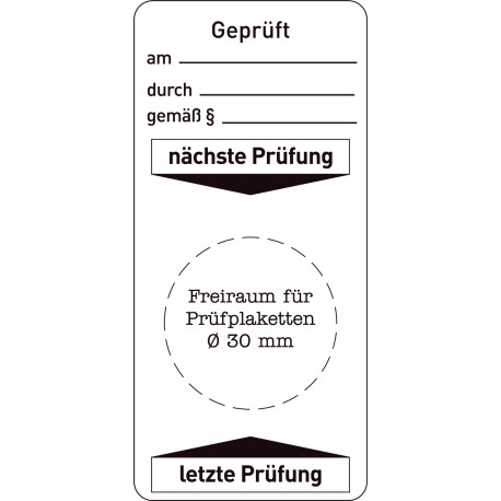 Prüfplakettenbogen nächste Prüfung - letzte Prüfung