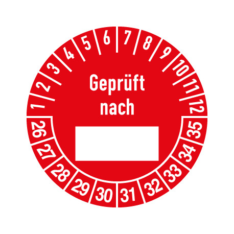 Prüfplakette Geprüft nach