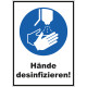 Kombischild Hände desinfizieren!
