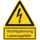 Warnschild: Warnung vor elektrischer Spannung (W012) mit Befestigungslöchern