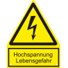 Warnschild Hochspannung Lebensgefahr (W012) mit Befestigungslöchern