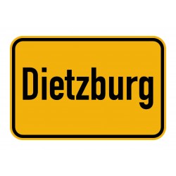 Ortseingangsschild Text: Dietzburg ohne Alformrahmen