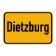 Ortseingangsschild Text: Dietzburg ohne Alformrahmen