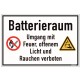 Hinweisschild "Batterieraum" als Aufkleber