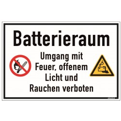 Hinweisschild "Batterieraum" als Aufkleber