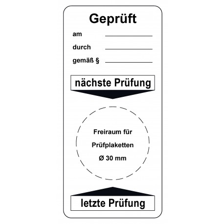 Prüfplakettenbogen nächste Prüfung - letzte Prüfung