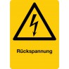 Rückspannung, kombiniert mit Symbol Warnung vor elektrischer Spannung (W012)