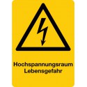 Hochspannungsraum Lebensgefahr, kombiniert mit Symbol Warnung vor elektrischer Spannung (W012)