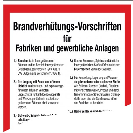 Brandverhütungs-Vorschriften für Fabriken und gewerbliche Anlagen