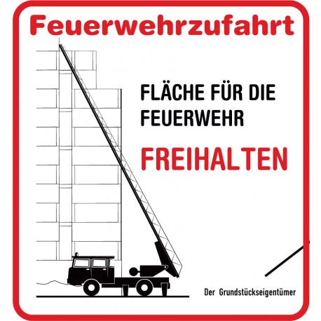 Feuerwehrzufahrt, Fläche für die Feuerwehr freihalten mit individueller Fusszeile