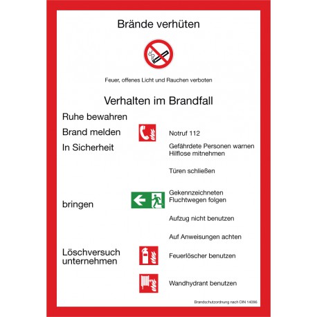 Brandschutzordnung DIN 14096-A