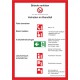Brandschutzordnung mit Handfeuermelder und Einrichtung zur Brandbekämpfung