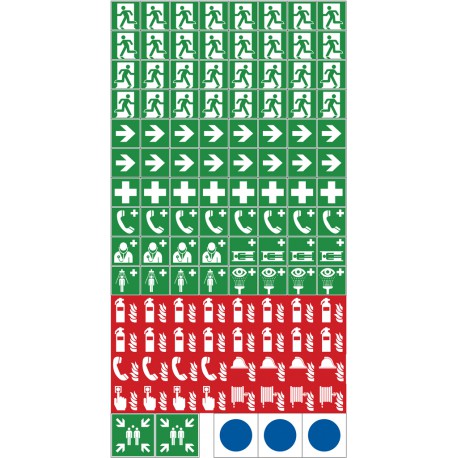 Mini- Symbole für Fluchtweg- und Rettungspläne