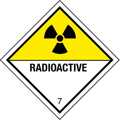 Gefahrzettel für radioaktive Stoffe der Klasse 7 (7D)