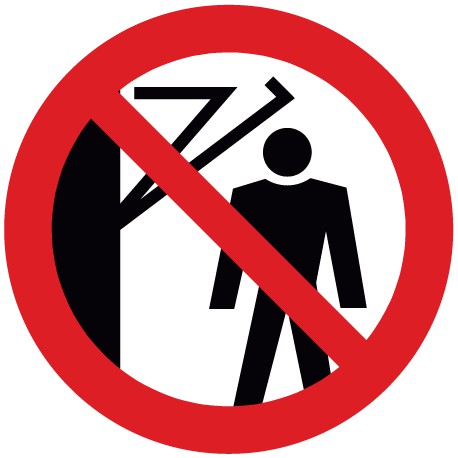 Hinter den Schwenkarm treten verboten (D-P023)