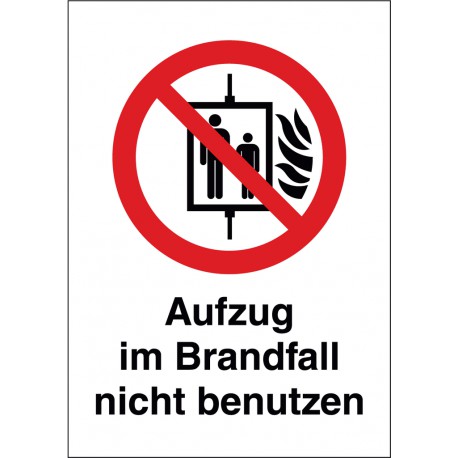 Kombischild Aufzug im Brandfall nicht benutzen (P020)