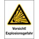 Kombischild Vorsicht! Explosionsgefahr (W002)