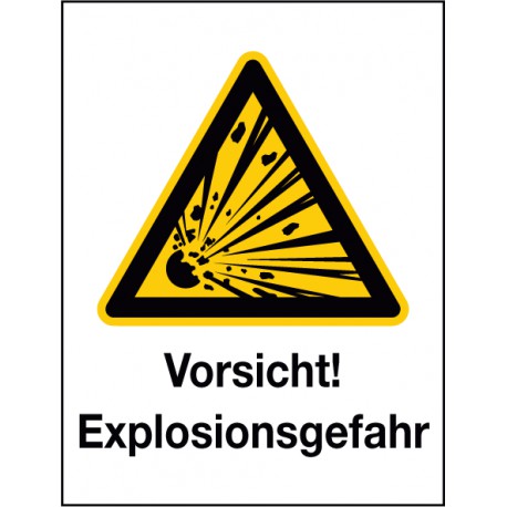 Kombischild Vorsicht! Explosionsgefahr (W002)