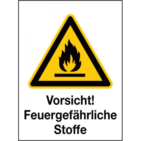 Kombischild Vorsicht! Feuergefährliche Stoffe (W021)