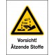 Kombischild Vorsicht! Ätzende Stoffe (W023)