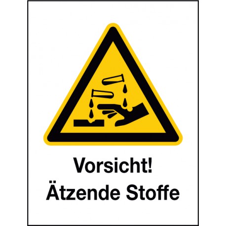 Kombischild Vorsicht! Ätzende Stoffe (W023)