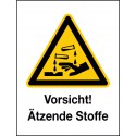 Kombischild Vorsicht! Ätzende Stoffe (W023)