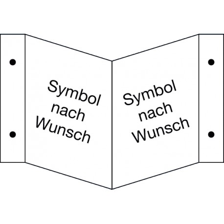 Winkelschild, neutral mit nachleuchtenden Symbolen nach Wunsch 