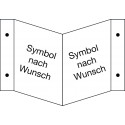 Winkelschild, neutral mit nachleuchtenden Symbolen nach Wunsch 