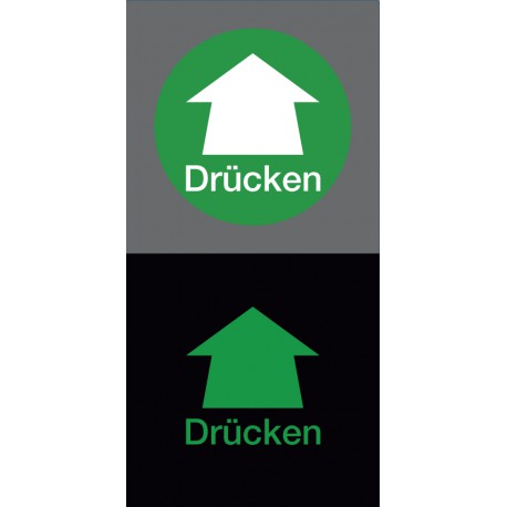 Türaufkleber Drücken langnachleuchtend