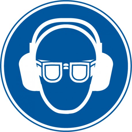 Gehörschutz, und Augenschutz benutzen