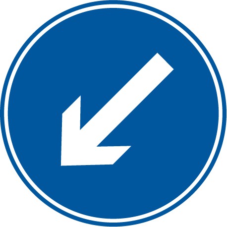 Vorgeschriebene Vorbeifahrt links vorbei