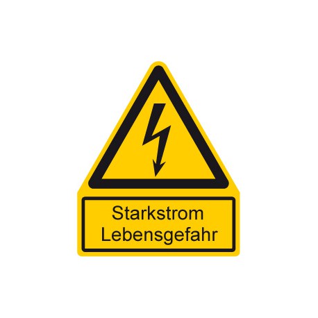 Starkstrom Lebensgefahr kombiniert mit Symbol Warnung vor elektrischer Spannung