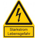 Starkstrom Lebensgefahr kombiniert mit Symbol Warnung vor elektrischer Spannung